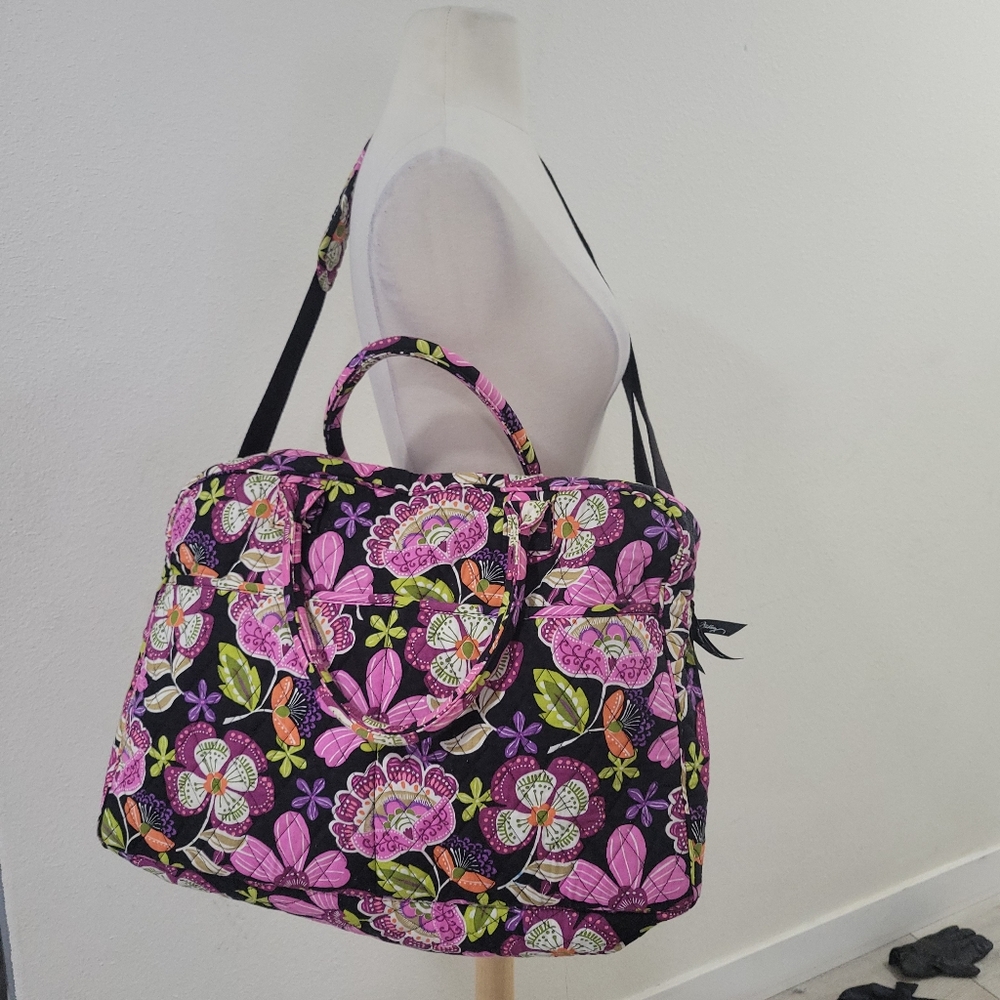 Vera Brandly Floral Black and Pink Travel bag - Picture 2 of 7
